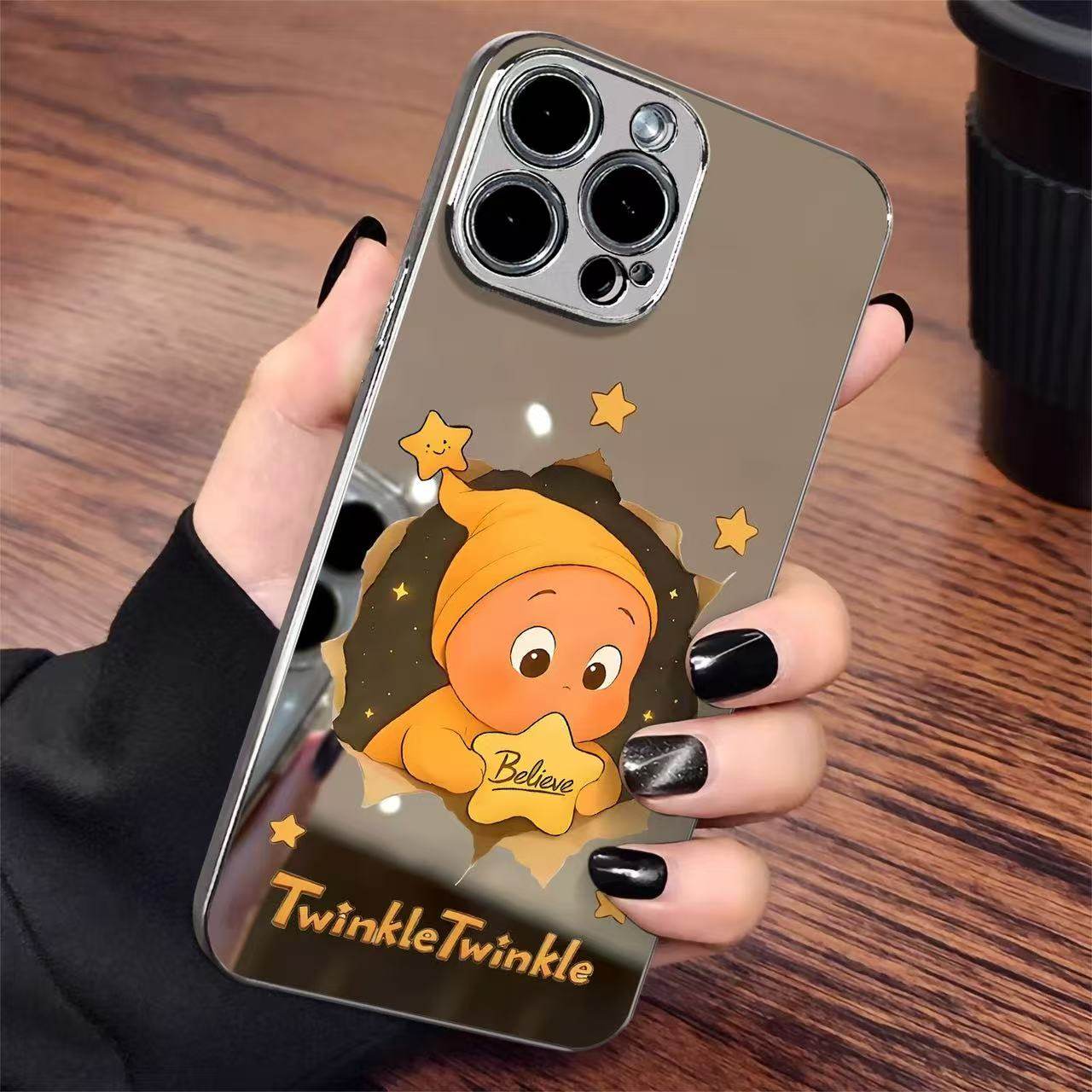 星星人镜面适用苹果17promax手机壳iPhone16小众13新款11pro可爱卡通plus情侣12高级感xs少女x防摔14透明硬壳