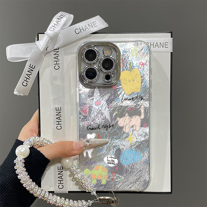 可爱涂鸦星星小猫适用苹果16promax手机壳iPhone15带镜头膜13新款12情侣创意x卡通11plus女14全包xs防摔x硬壳