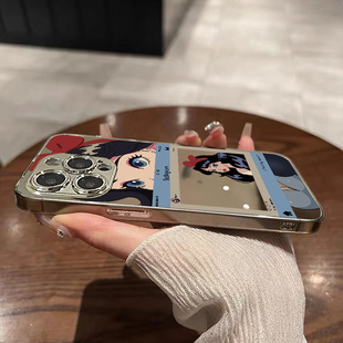 卡通公主拍立得镜面适用苹果15promax手机壳iPhone14卡通13新款17pro韩系plus情侣12高级感xs少女xr防摔x硬壳