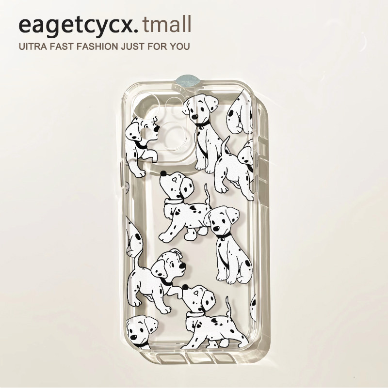 日韩ins爱心斑点狗适用苹果14promax手机壳iPhone13透明12新款17pro小众1plus5亚克力xs少女xr全包x防摔硬壳
