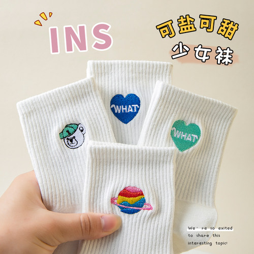 袜子女短袜夏季薄款运动吸汗透气防臭吸汗全棉白色女士中筒袜夏天
