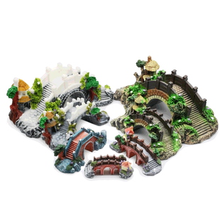 鱼缸装饰假山孔桥造景仿真桥假石桥大拱桥水草背景摆件鱼缸造景