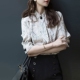 女短袖 2026春夏新款 立领印花衬衫 小衫 宽松雪纺上衣夏 衬衣高端半袖