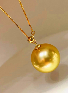 天卉珠宝G18K金海水金珠优雅款轻奢风y字套链搭配10-11MM金色珍珠