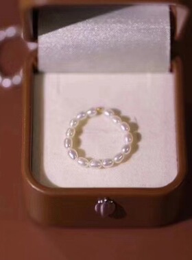 天卉珠宝淡水珍珠天然强光弹力小米珠戒指日韩清新尾戒简约可调节