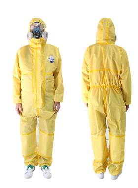 汉盾 HD-BP618M 黄色带帽连体式工业防化服  M码-XXXXL码