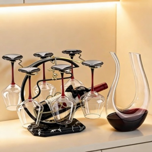 轻奢高档红酒架摆件套装红酒杯高脚杯家用醒酒器一体架置物架倒挂