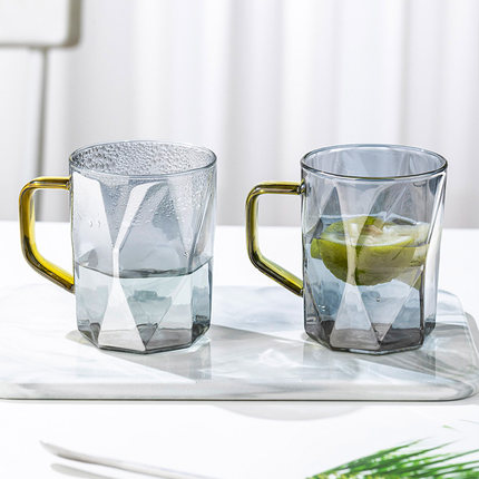 轻奢玻璃杯耐高温家用客厅喝水杯子创意泡茶杯茶具家庭套装带把手