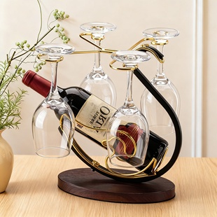 红酒架倒挂红酒杯架套装 饰品家用客厅摆件创意轻奢艺术摆件 酒柜装