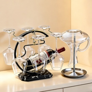 轻奢高档红酒套装家用玄关客厅酒柜内倒挂高脚杯杯架新房装饰摆件