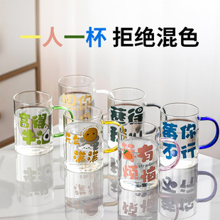 玻璃杯高硼硅家用茶杯带把啤酒透明带盖水杯绿茶喝水一人一色杯子
