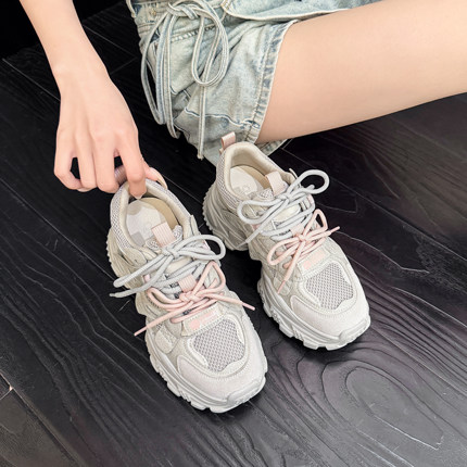 灰色爆款老爹鞋女2026春夏新款今年流行小个子增高显脚小软底超轻