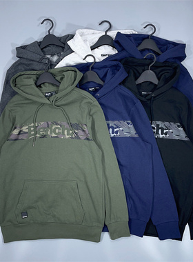 老百姓 元 秋季欧美Bench植绒印花连帽套头抓绒卫衣外套男士薄绒