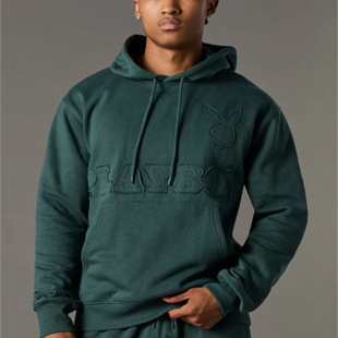 公子哥家前胸贴布绣抓绒保暖连帽套头卫衣外套 秋冬男士 老百姓 元