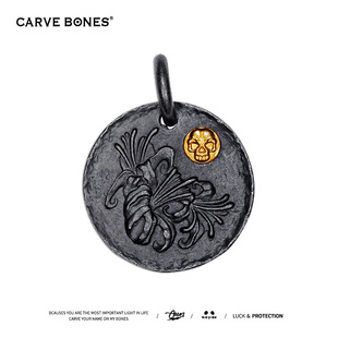 BONES刻骨原创彼岸花幸运币纯银项链女轻奢小众镶22K金吊坠 CARVE