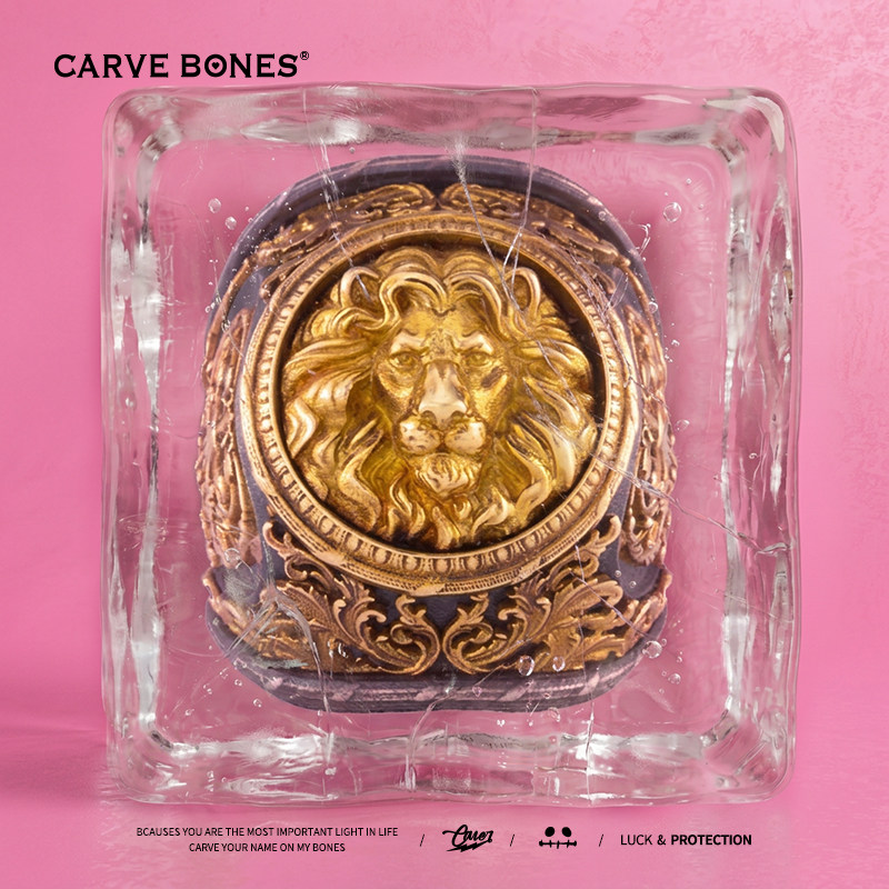 CARVE BONES刻骨原创定制珠宝狮王荣耀18K金银潮流欧式复古戒指