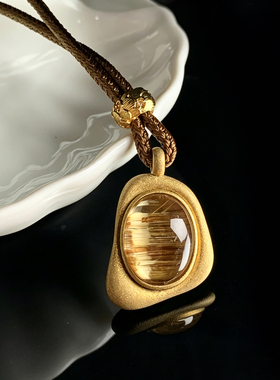 金色不规则椭圆吊坠项链