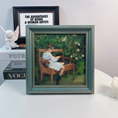 美法式 饰画挂画客厅卧室玄关桌面摆件复古方形相框 小众油画读书装