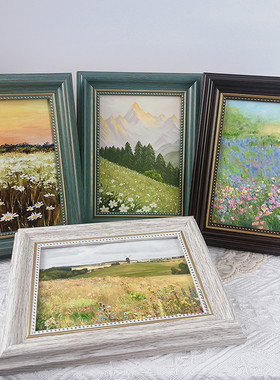 ins风景花朵桌面摆件油画装饰画挂画卧室客厅餐厅办公桌相框摆台