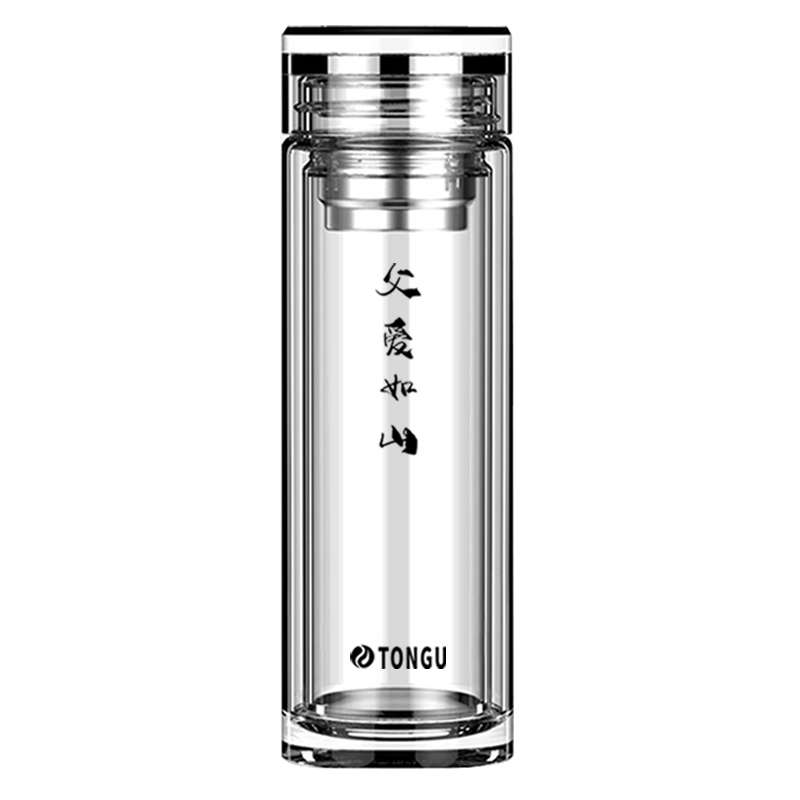 高档女士隔热透明车载双层玻璃杯