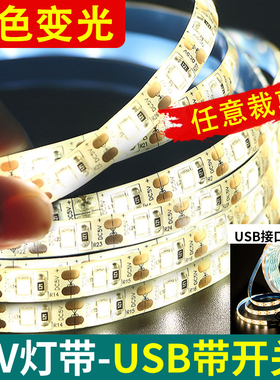灯带led自粘背胶5V低压超亮USB接口电池款电视背景墙装饰氛围灯条