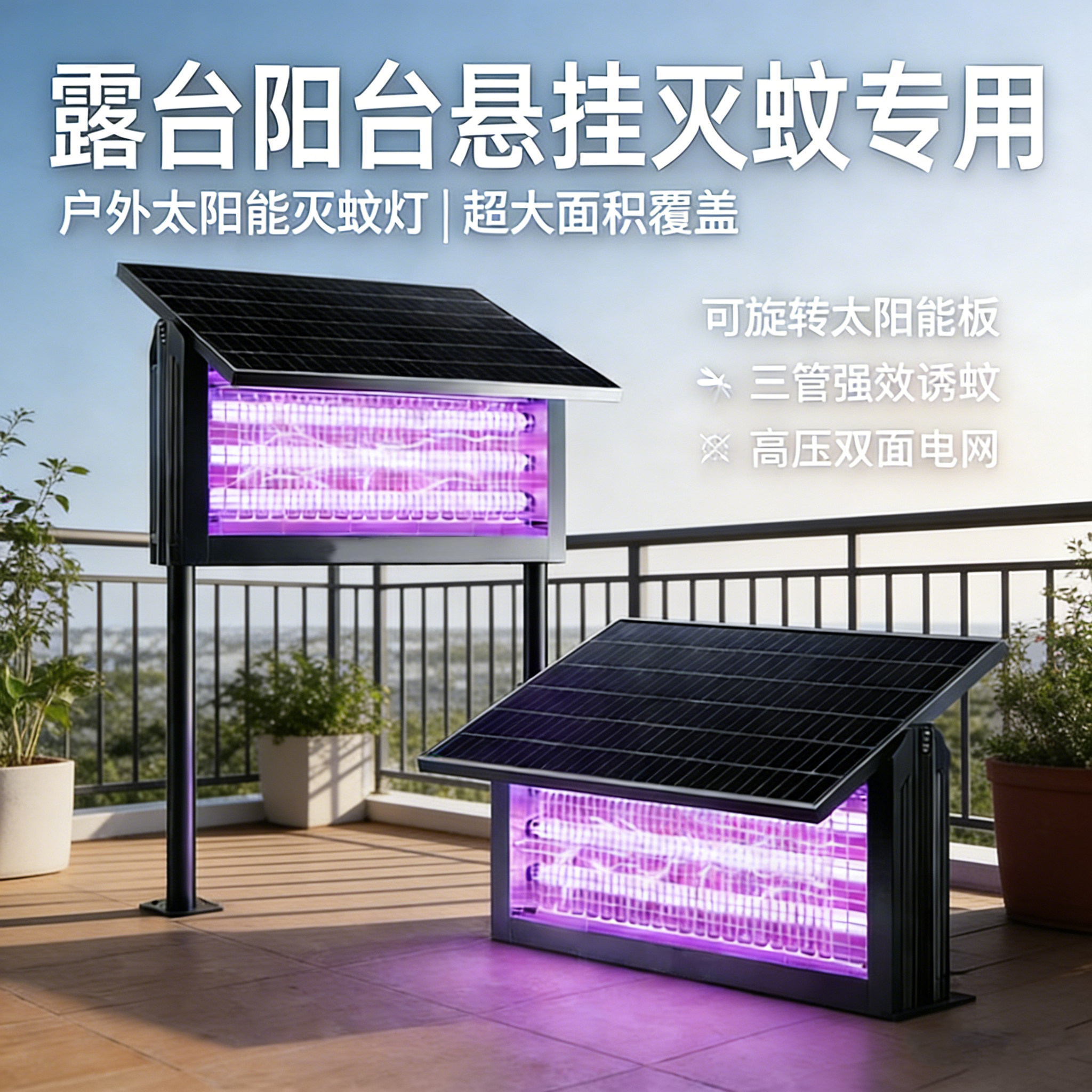 露台专用太阳能灭蚊灯别墅庭院杀虫诱捕电蚊器户外防水花园阳台