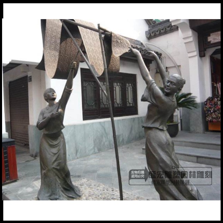 玻璃钢古代纺织女工纺纱织布染布园林景区文化宫景观人物小品摆件