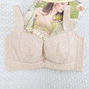 六月玫瑰文胸四排扣软钢圈CD薄棉杯大胸显小侧收聚拢调整内衣6211