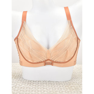 六月玫瑰文胸软钢圈四排扣CD大胸薄杯显小侧收调整型内衣胸罩6354