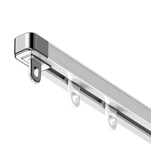 双层窗帘轨道双轨静音挂钩式滑轨滑轮滑道伸缩顶装铝窗帘盒窗帘杆