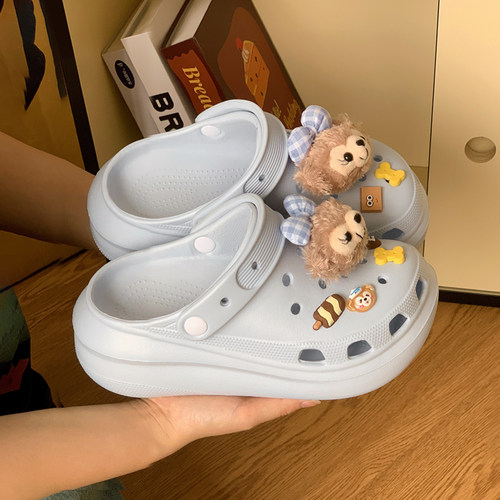 厚底增高网红可爱防滑泡芙洞洞鞋