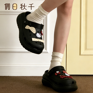 假日秋千 kt足弓洞洞鞋女夏季公主风软底增高厚底5cm防滑沙滩凉鞋