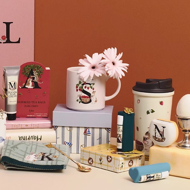 日本代购 afternoon tea字母系列保温杯 马克杯 勺 化妆包 镜子