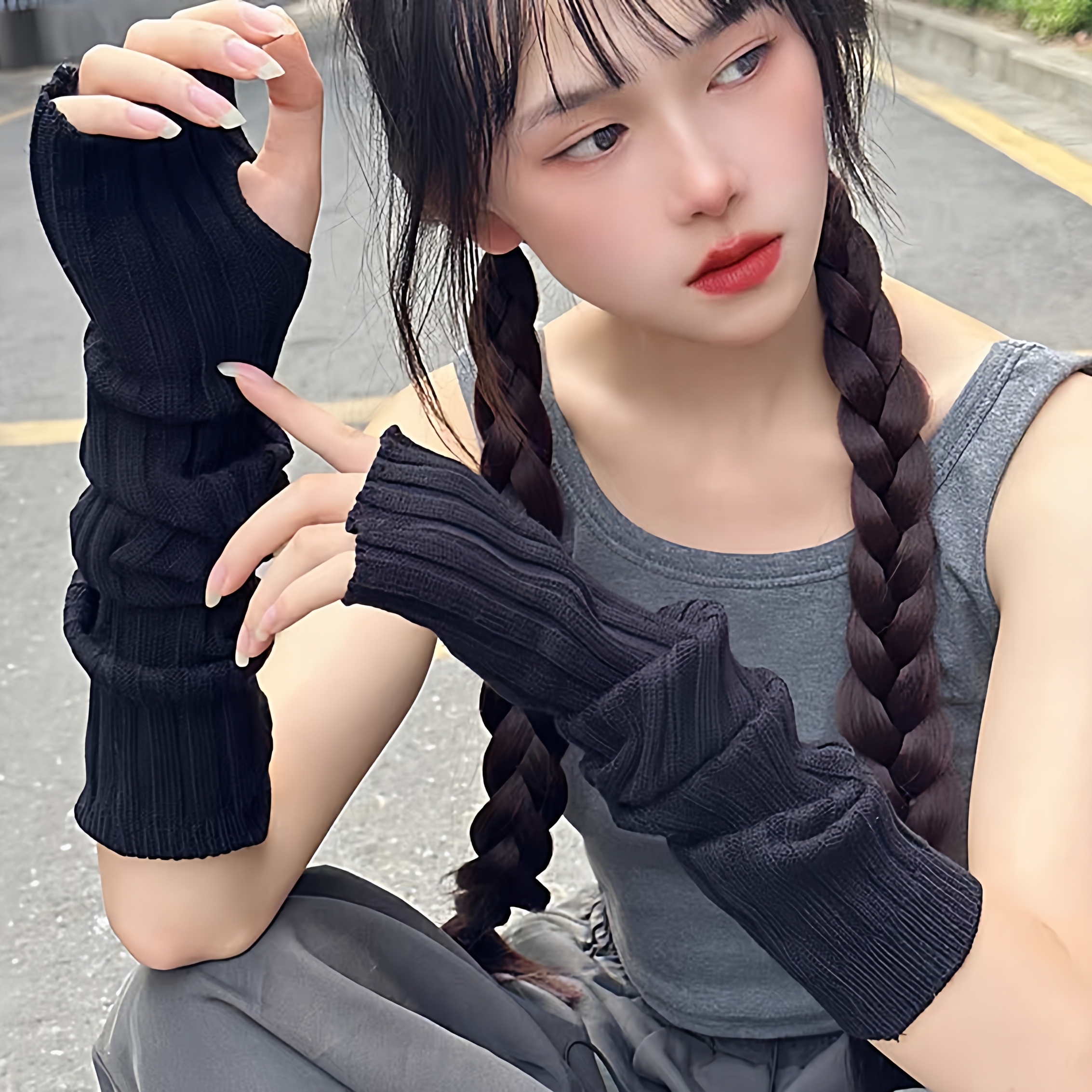 半指手套女秋冬原宿风学生保暖