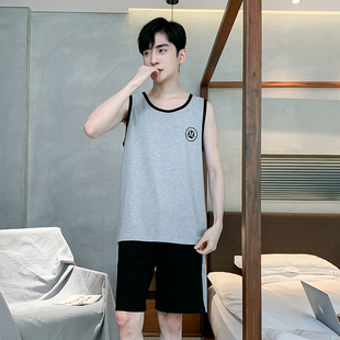 睡衣男款夏季纯棉200斤250斤5XL6XL短袖短裤特大码背心家居服套装