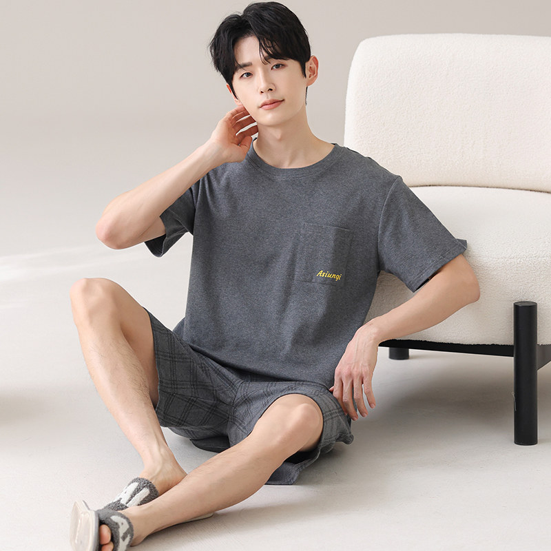 睡衣男夏胖子加肥加大特大码莫代尔棉200斤短袖短裤家居服5XL6XL