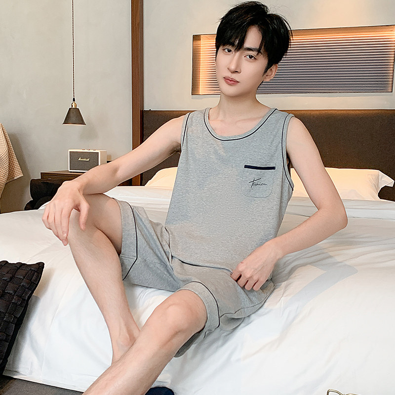 睡衣男夏大码莫代尔凉感加肥加大短袖背心短裤胖子220斤250斤6XL