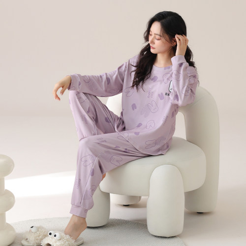 睡衣女春秋冬季长袖长裤纯棉套头家居服特大码200斤220斤5XL套装