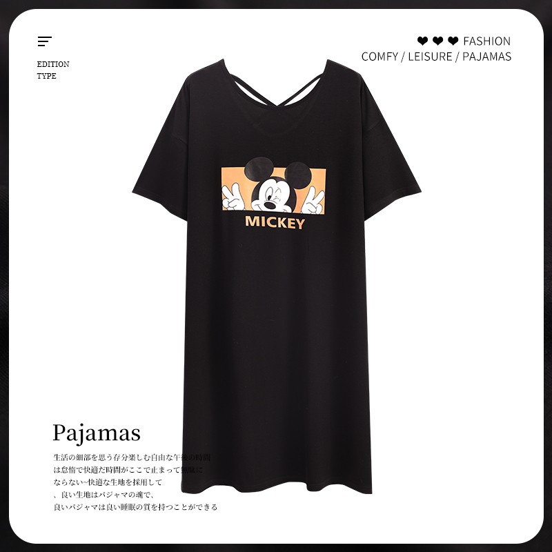 加肥特大码睡裙220斤240斤女夏季莫代尔卡通胖mm短袖睡衣群5XL6XL
