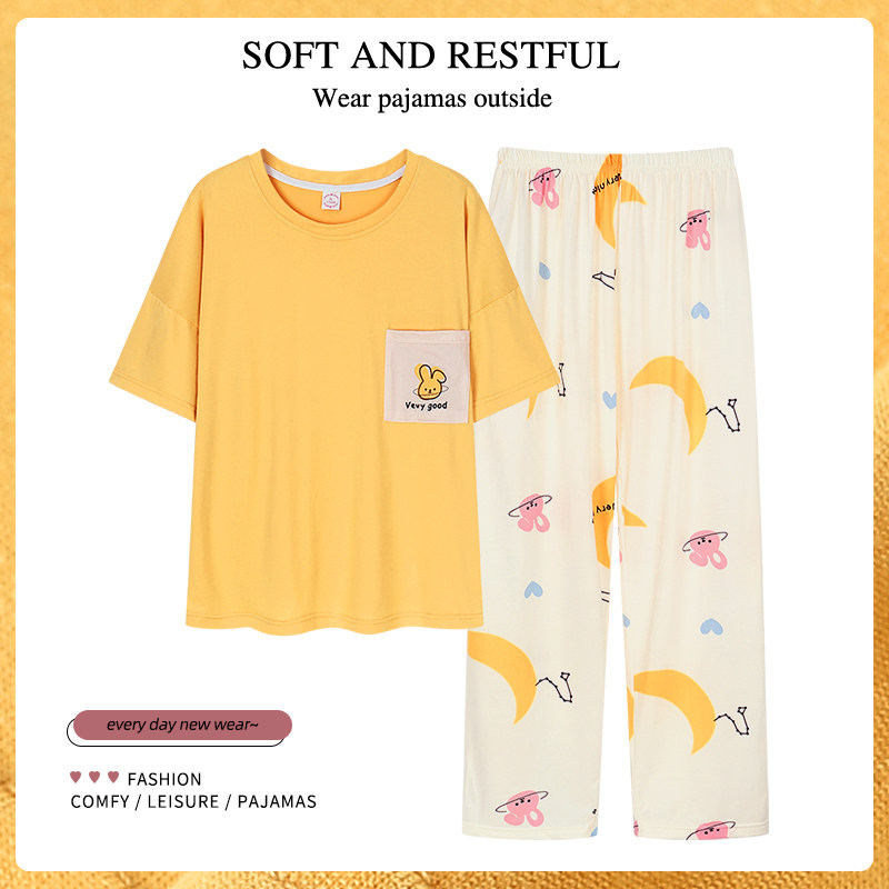胖MM200斤睡衣女士夏季纯棉短袖长裤加肥特大码家居服240斤5XL6XL
