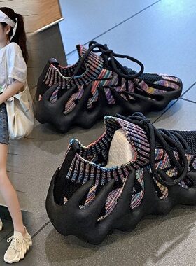 韩版女鞋男同款非织运动休闲鞋透气跑步火山鞋八爪鱼鞋厚底增高