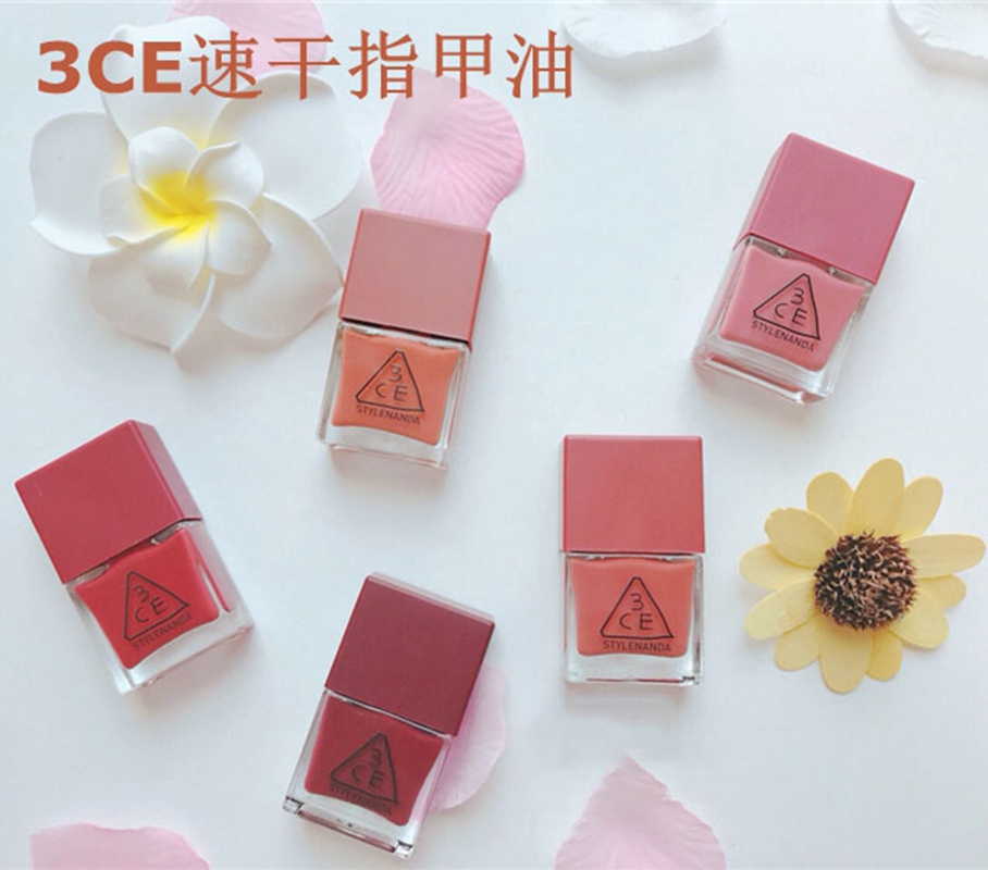 包邮 韩国正品3ce指甲油  速干酒红色南瓜色豆沙色pk23 rd07 br07