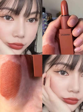 韩国3ce哑光南瓜色口红 雾面持久吃土色唇膏桃棕色#116脏橘砖红色