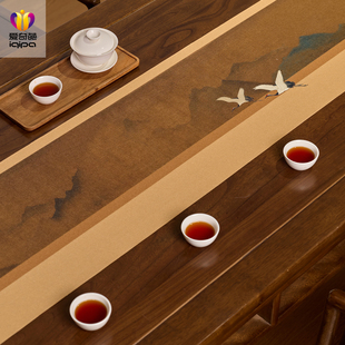 爱奇葩 原创剪越江秋图桌旗布中式禅意茶席垫子茶桌垫布桌布茶旗