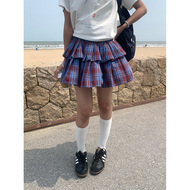 yesyellow 韩系新款格子半身裙夏季学院风高腰短格裙百褶裙半身裙