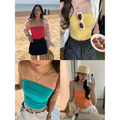 yesyellow简约无袖 多巴胺辣妹背心上衣 时尚 短款 抹胸女2025夏新款