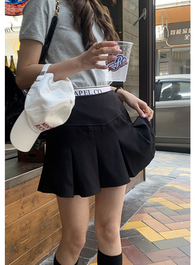 设计感黑色百褶裙女韩版高腰显瘦百搭a字裙子131QD8704