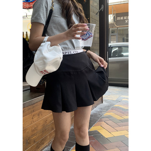 黑色裙子设计感百褶裙裙子