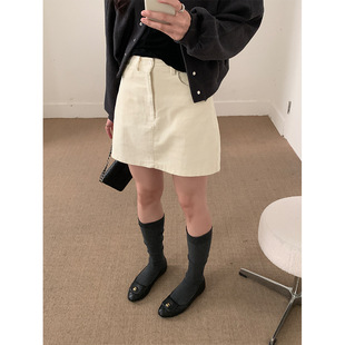 yesyellow复古高腰灯芯绒半身裙女秋冬新款显瘦休闲a字包臀短裙