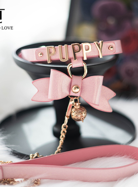 【DTL】发光铃铛项圈小众定制牵引链蝴蝶结choker颈带K9